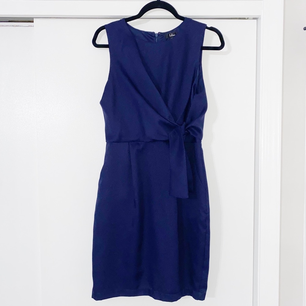 Navy blue cocktail dress.